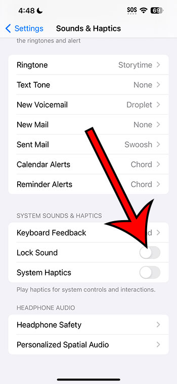 how to turn off the lock sound on an iPhone 14